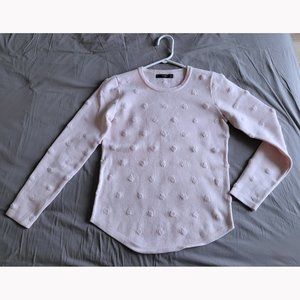 Mango Pastel Pink Crewneck Textured Pullover (XS)